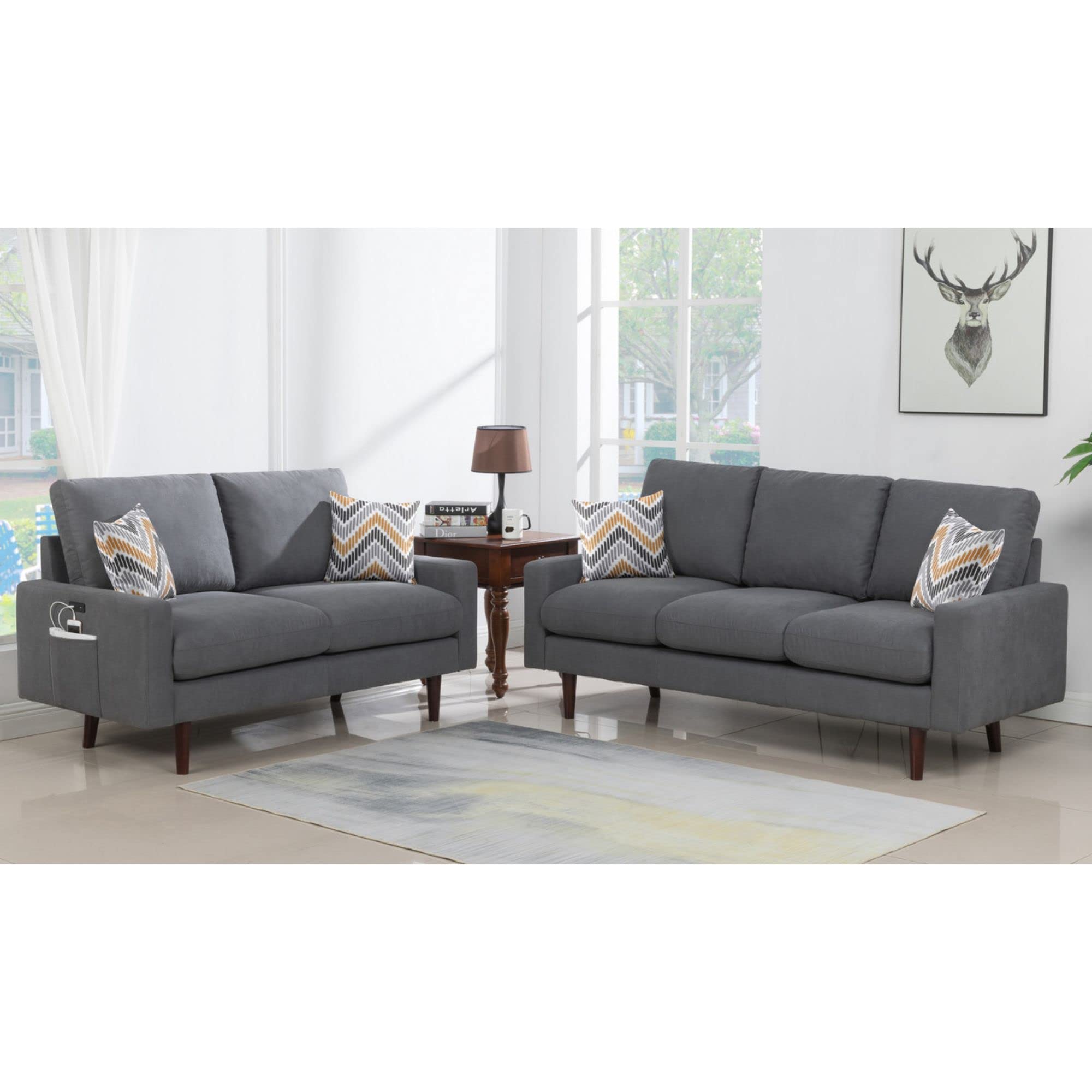 Lilola Home Abella Sofa and Loveseat Set - Thumbnail 3
