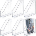 Marsui 6 Pcs Clear Acrylic Magazine Holder with Handle Desk Organizer