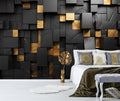 TUNDJ - Black Gold Geometric Wallpaper Peel and Stick 3D Large Self Adhesive Wall Mural for Living Room 137x100