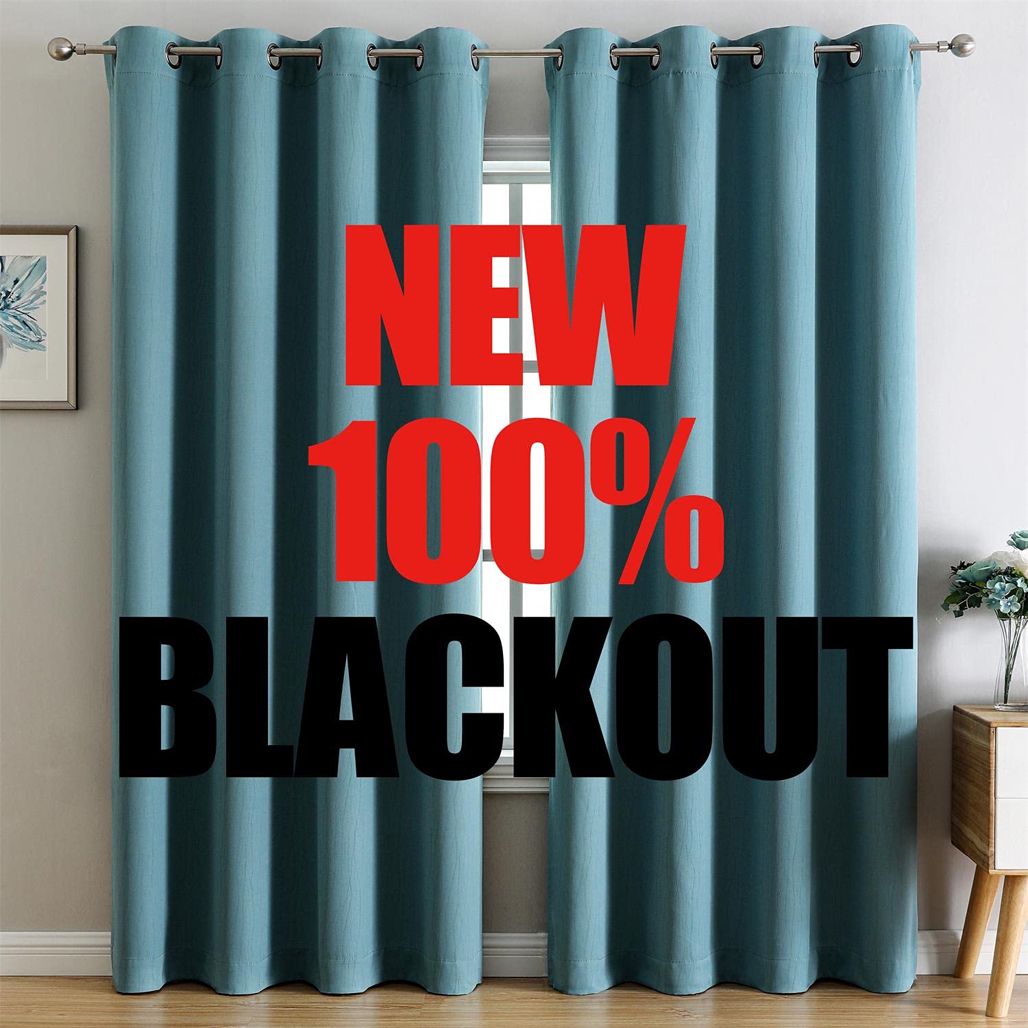 G2000 100% Blackout Curtains For Bedroom Living Room Curtains 95 Inches Long Teal Curtains Room Darkening Window Grommet Curtain