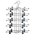 5 Tier Metal Hangers with Clips - Pack of 2 Space-Saving Wire Hangers, Heavy Duty Stainless Steel Clothes Hangers for Pants, Ski