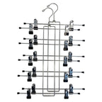 5 Tier Metal Hangers with Clips - Pack of 2 Space-Saving Wire Hangers, Heavy Duty Stainless Steel Clothes Hangers for Pants, Ski