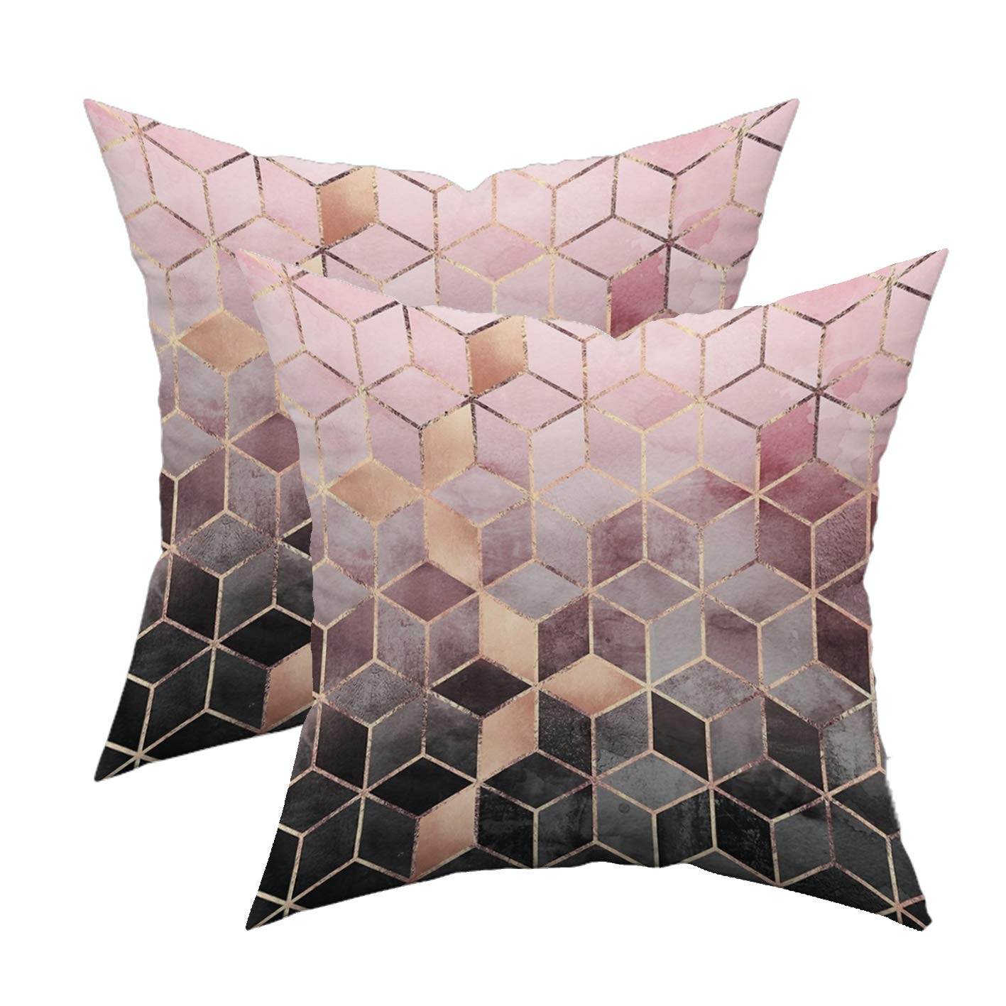 Taoson Set Of 2 Home Decorative Colorful Gradient Geometric Print Cozy Throw Pillow Cases Cushion Covers Shells For Couch Bed So