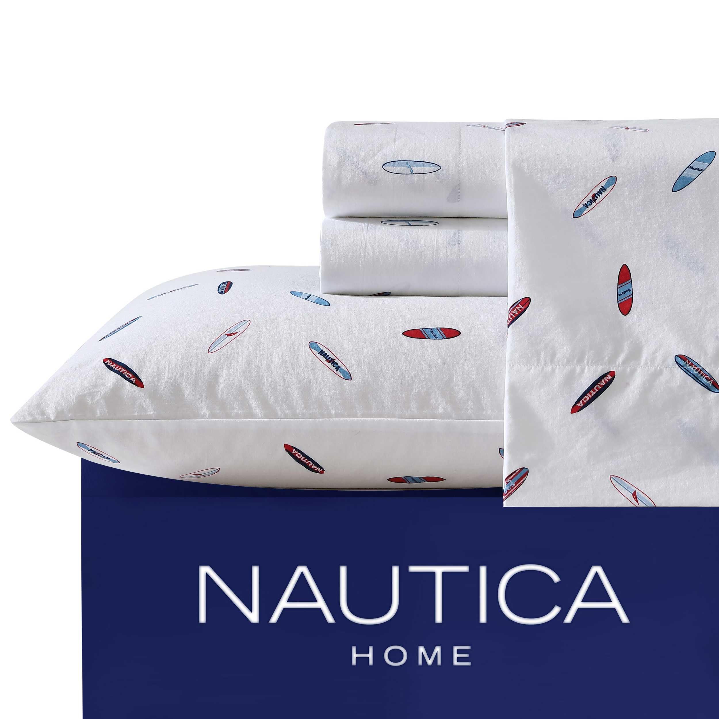 Nautica - Twin Sheets, Cotton Percale Bedding Set, Casual Home Decor (High Surf Navy, Twin)