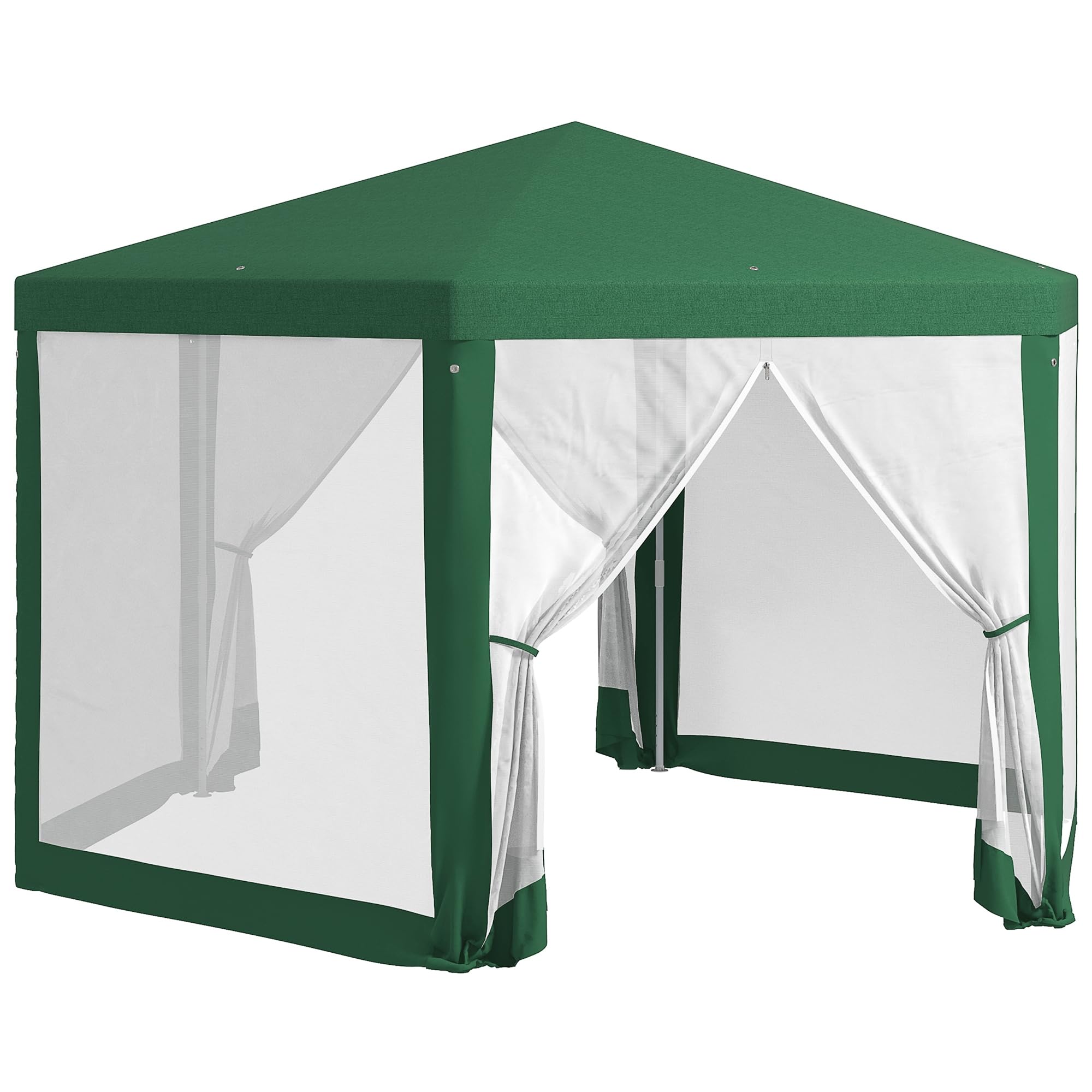 Outsunny 13' X 11' Outdoor Party Tent, Hexagon Sun Shade Shelter Canopy With Protective Mesh Screen Sidewalls, Ropes & Stakes, G