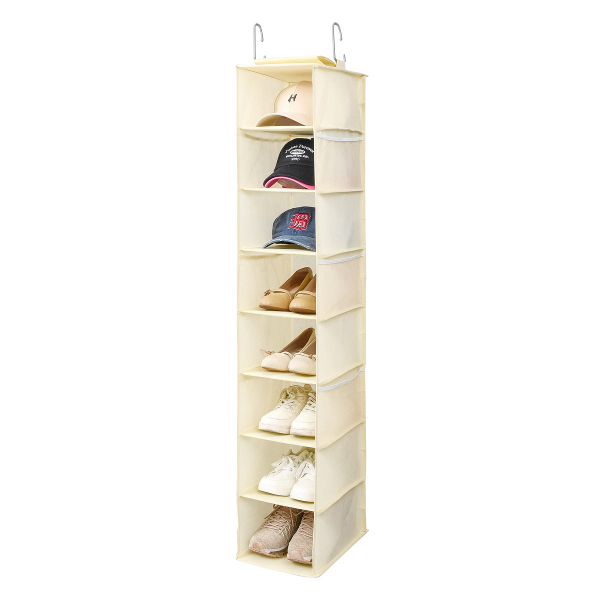 Berdeng Hanging Shoe Organizer for Closet with Side Mesh Pockets