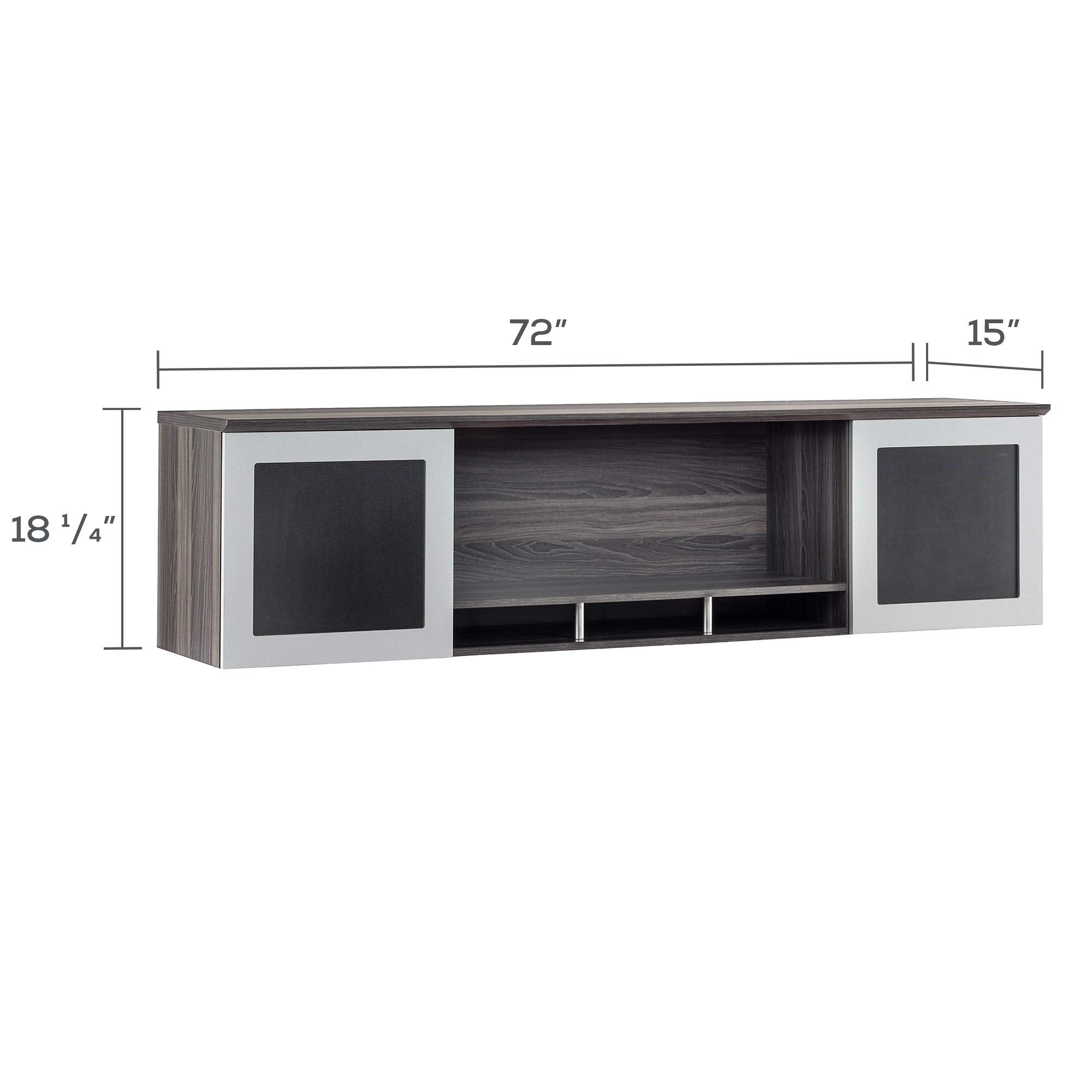 Safco Mayline Mnh72Lgs Medina Hutch Cabinet With Glass Doors, 72"W, Gray Steel Laminate