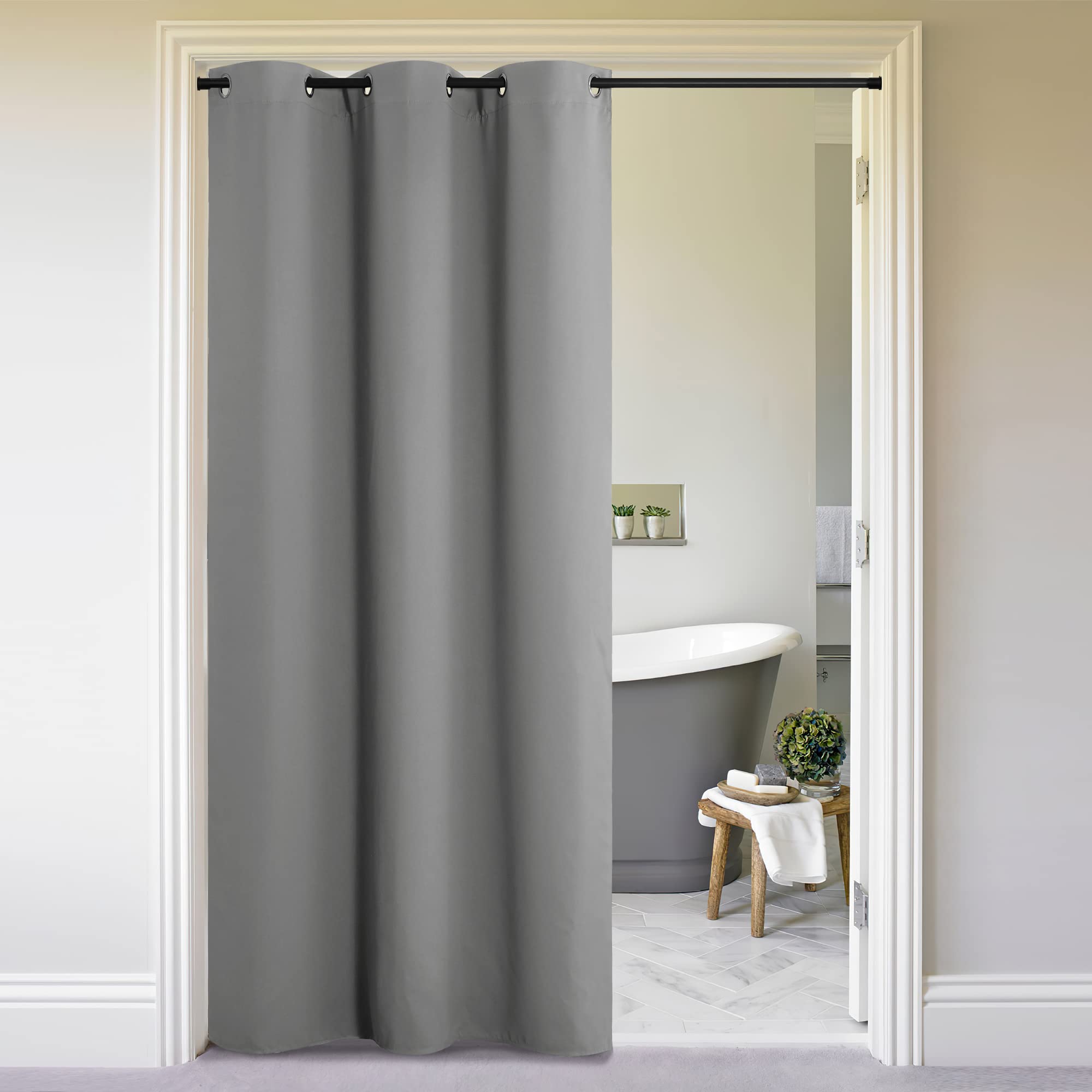 Nicetown Silver Grey Doorway Curtain Privacy, Door Cover Curtain, Sound Reducing Winter Insulated Thermal Room Darkening Blackou