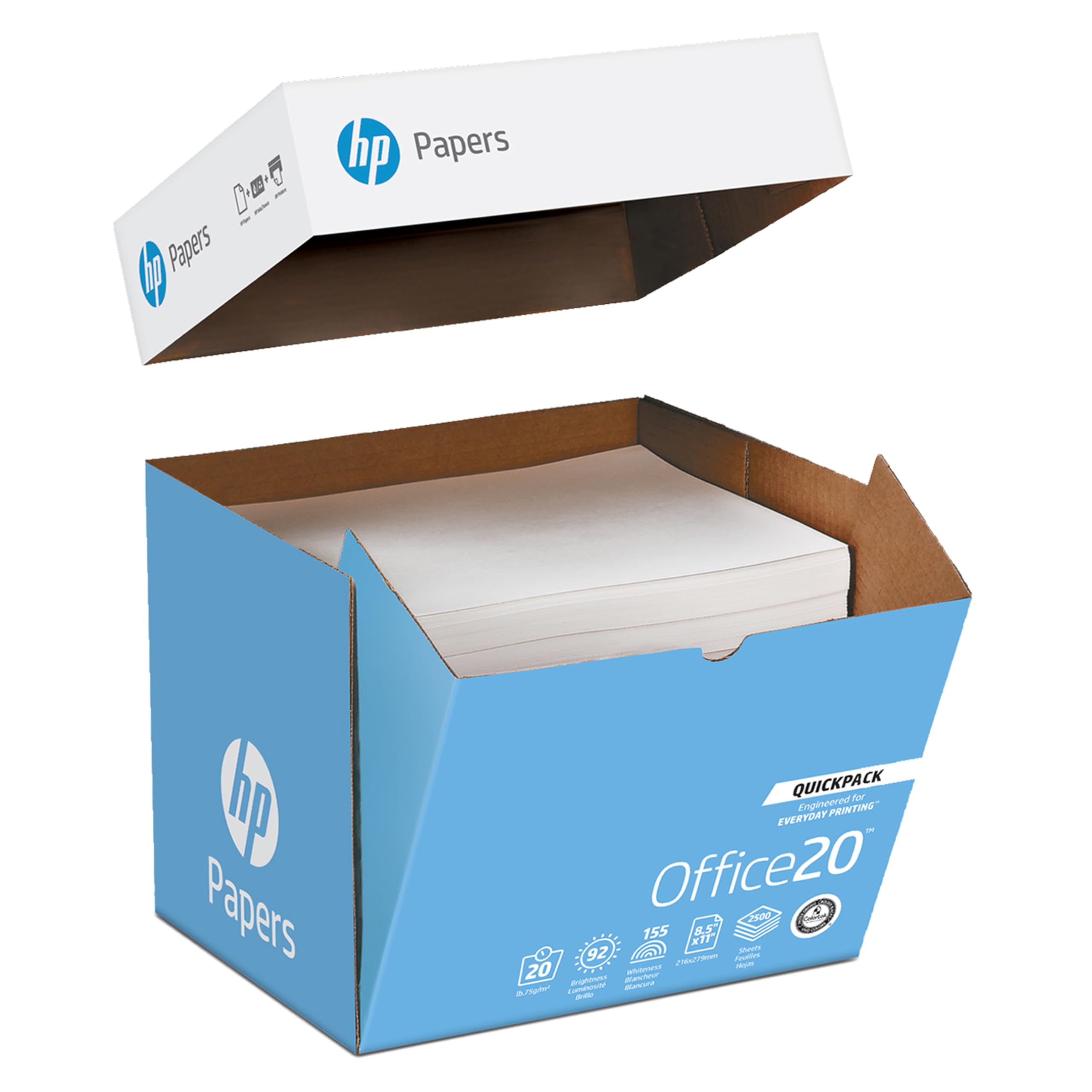 Hp Papers | 8.5 X 11 Paper | Office 20 Lb | Quickpack Case - No Ream Wrap- 2,500 Sheets | 92 Bright | Made In Usa - Fsc Certifie