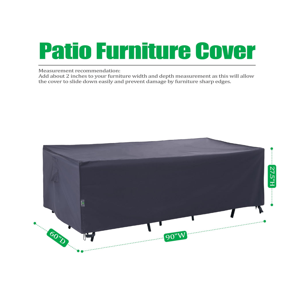 F&J Outdoors Patio Furniture Covers, Waterproof Uv Resistant Rip-Stop Cover For Outdoor Furniture, Grey, 90'Wx60'Dx27.5'H
