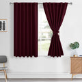 Hiasan Burgundy Red Blackout Curtains 54 inch Long, Light Blocking Thermal Insulated Rod Pocket & Back Tab Christmas Drapes Sewn