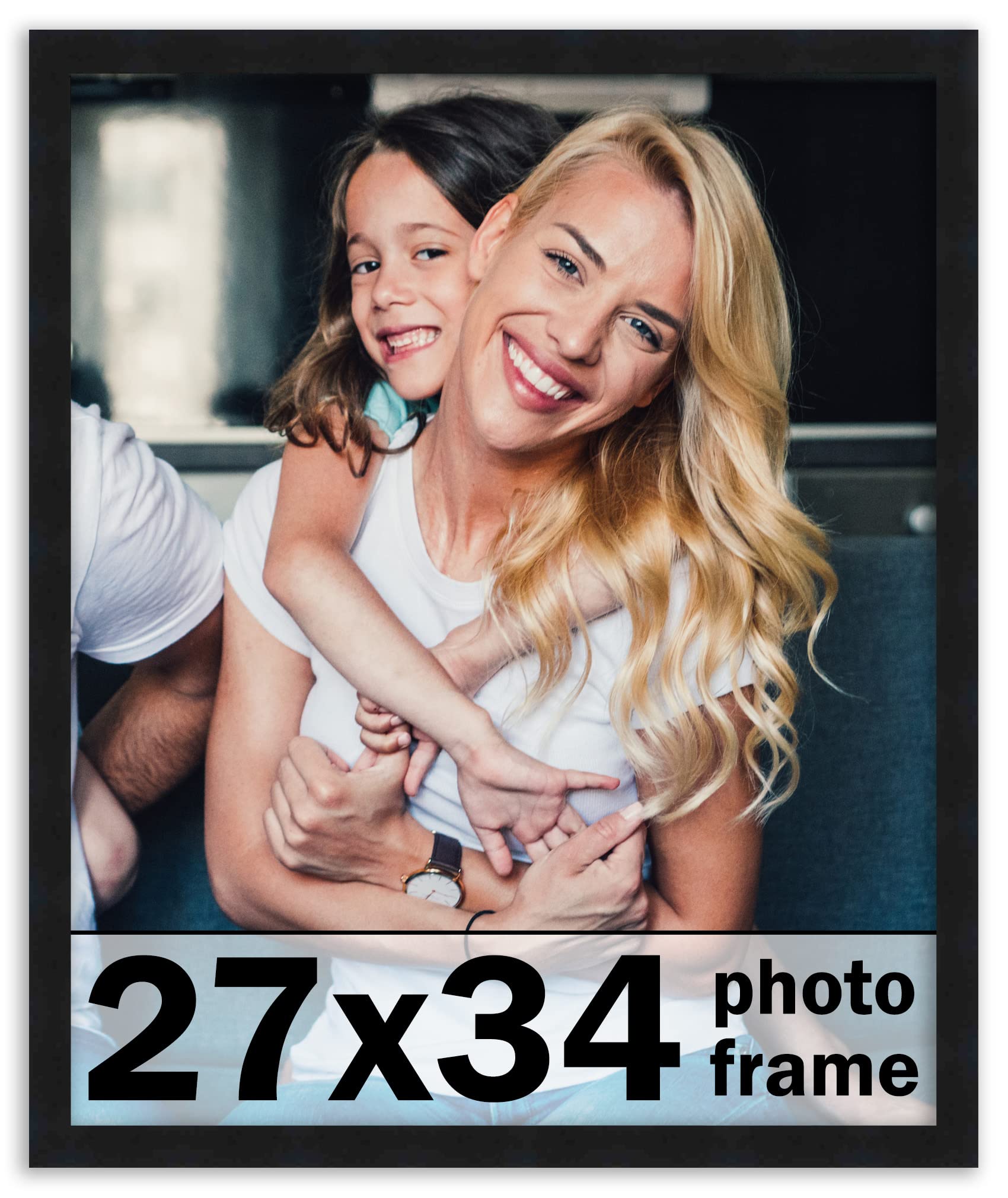 27x34 Frame Black Picture Frame - Complete Modern Photo Frame Includes UV Acrylic Shatter Guard Front, Acid Free Foam Backing Bo