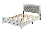 Acme Casilda Faux Leather Tufted Eastern King Bed with LED in Gray and White