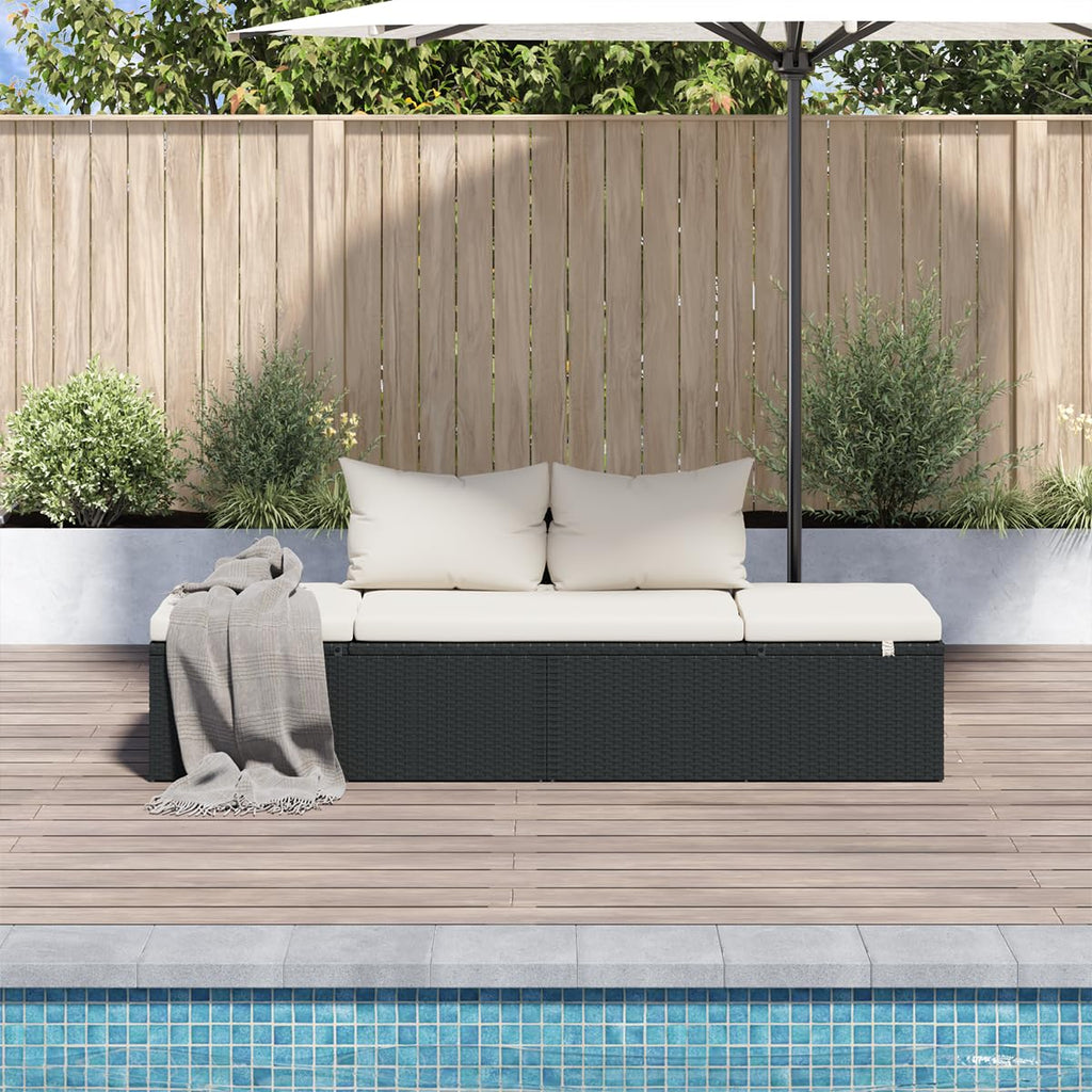 Vidaxl Patio Bed Black 76.8''X23.6'' Poly Rattan