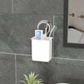 ELMVIA Toothbrush Holders for Bathroom | Wall Mounted | for Toothbrushes | Bathroom Shelf for Wall (White) (Toothbrush Holder)
