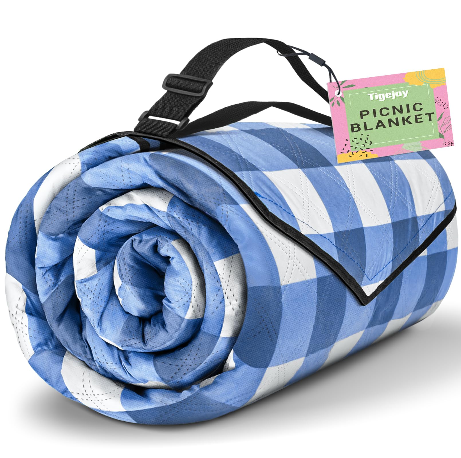 TigeJoy Extra Large Picnic Blanket Waterproof Foldable 60x80, Outdoor Picnic Mat Beach Blanket Sandproof for Park, Grass, Tr