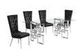Best Quality Furniture D221-4Sc330 Dining, 5-Piece Set, Black/Silver