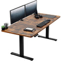 VIVO Electric 60 x 30 in Standing Desk, Memory Height Adjustment, 1B Series, Holds 220 lbs, Rustic Vintage Brown Top Black Frame