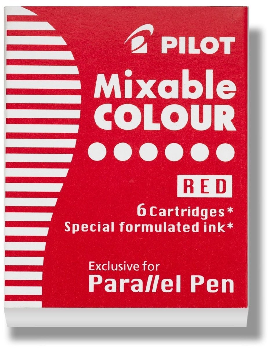 Pilot Parallel Mixable Color Ink Refills For Calligraphy Pens, Red, 6-Pack (77307)