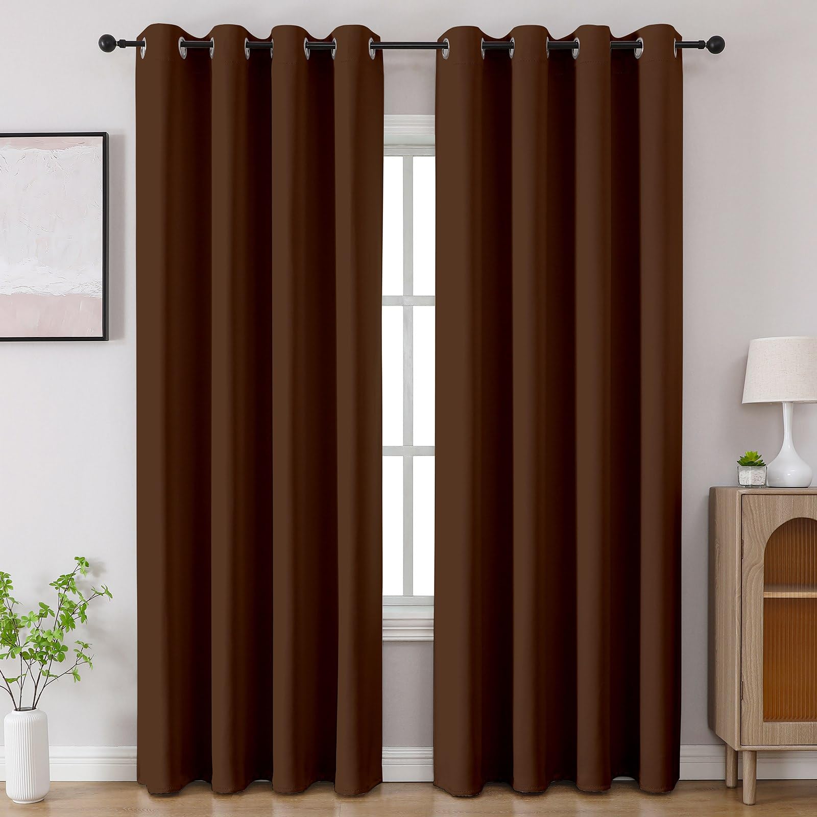 CUCRAF Brown Blackout Curtains 84 inch Length 2 Panels Set, Room Darkening Drapes for Living Room Bedroom, Thermal Insulated Lig