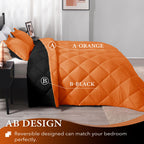 Downluxe Full Size Comforter Set - Orange And Black Full Comforter - Soft Bedding Sets For All Seasons -3 Pieces Comforter Set Full With 2 Reversible Pillow Shams