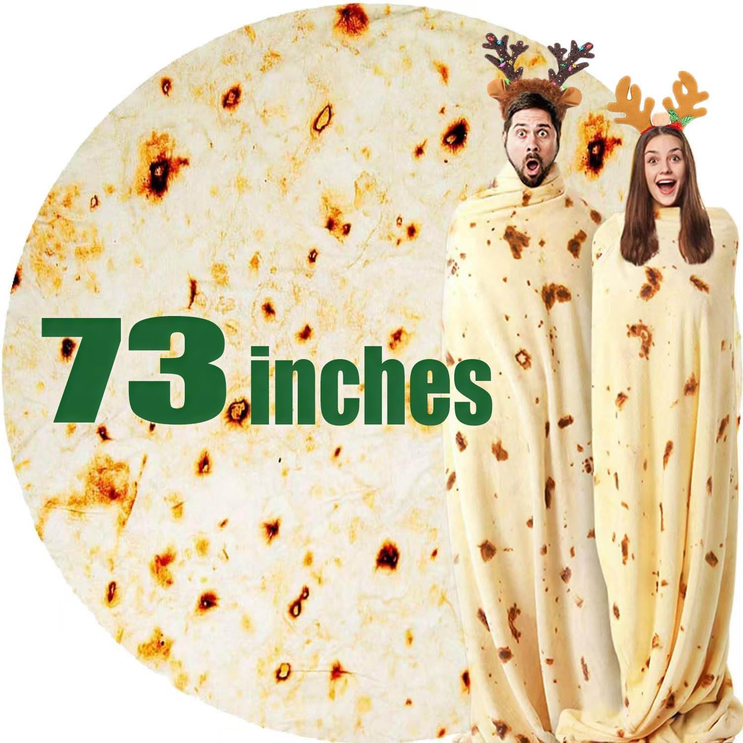73In White Elephant Gifts For Adults Useful Burrito Tortilla Blanket Funny Throw Blankets Women Men Round Soft Flannel Taco Food