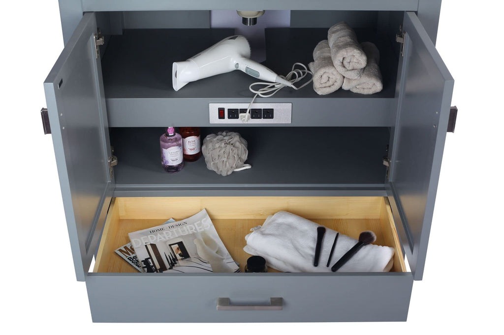 Laviva Wilson 36 - Grey Cabinet White Carrara Marble Countertop