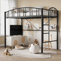GarveeHome Loft Bed Twin Size, Heavy Duty Metal Loft Bed Frame with Arched Guardrail and Safety Ladder, Space-Saving, No Box Spr