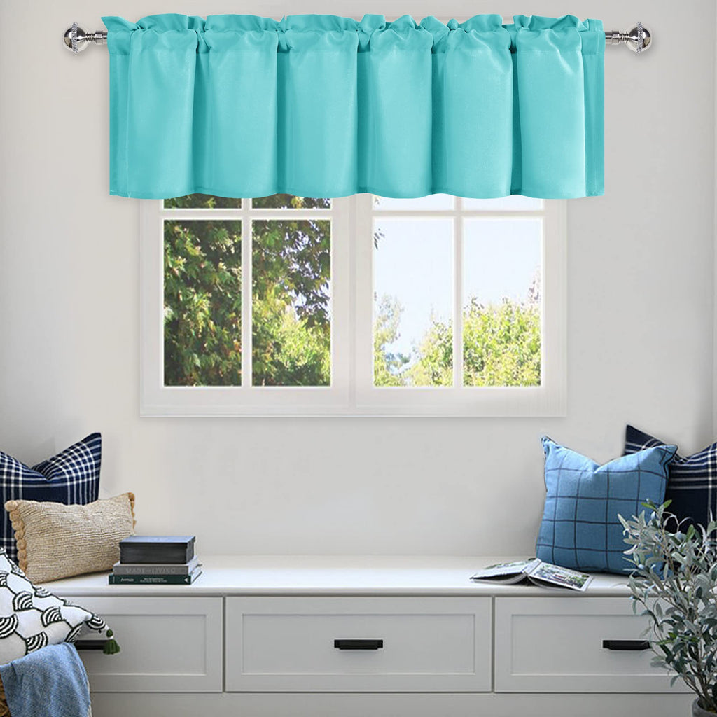 DWCN Valance Curtains for Living Room, Kitchen Valance Solid Short Topper, Rod Pocket Basement Curtain for Window Treatment, 1 P