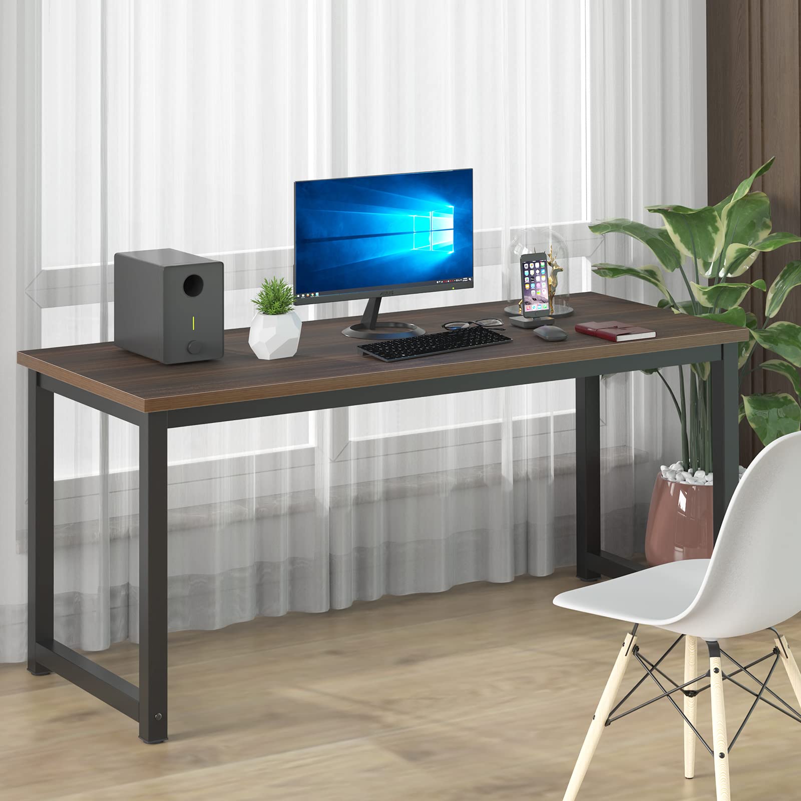 NSdirect Large Office Desk for Home Office, Large 63    Computer Desk Table, Wide Writing Study Desk for 2 Person, Metal Sturdy 