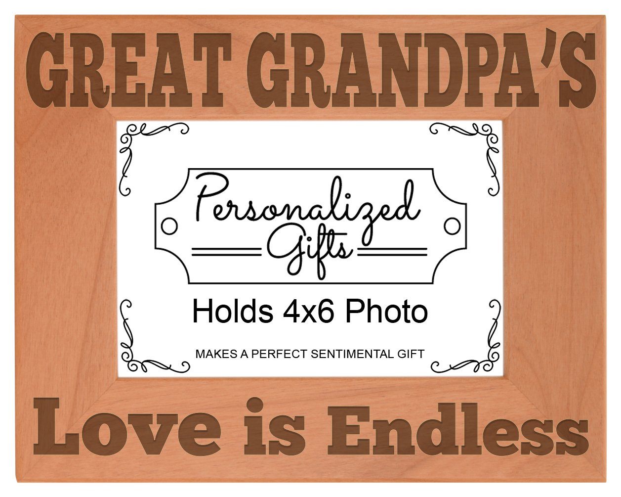 ThisWear Fathers Day Gift Great Grandpas Love Natural Wood Engraved 4x6 Landscape Picture Frame Wood