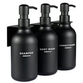 MaisoNovo Shampoo and Conditioner Dispenser | 3 Plastic Black 3 Wall Mount Black | Shampoo Dispenser with Labels | Shower Bottle