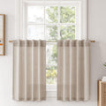 MIULEE Cafe Curtains Back Tab 24 Inch Length Light Filtering Small Drapes, Farmhouse Short Semi Sheer Linen Curtain for Kitchen 
