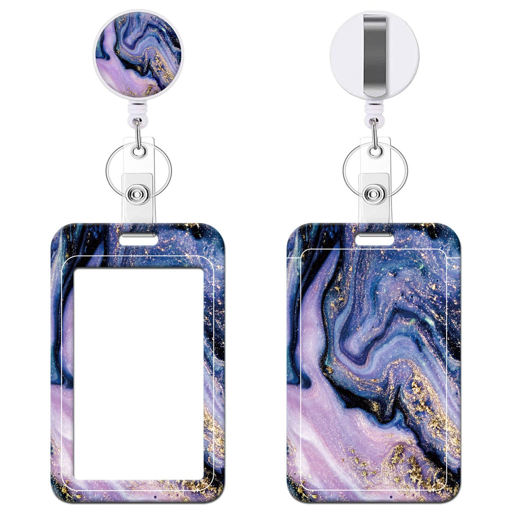Retractable Badge Holder With Carabiner Reel Clip, Vertical Id Badge Holder With Keychain, 1 Pack Cute Fashionable Badge Reel Ca