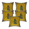 CasaNest Cotton Cushion Cover, Traditional Style Set Of 5 Pcs, Size:16X16 Inch, Cushion For Sofa/Room, Colour: Yellow 11