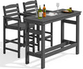 SERWALL Outdoor Bar Set - 2 Adirondack Bar Chairs & Bar Height Table with 1.6 Umbrella Hole, All-Weather HDPE Patio Furniture fo