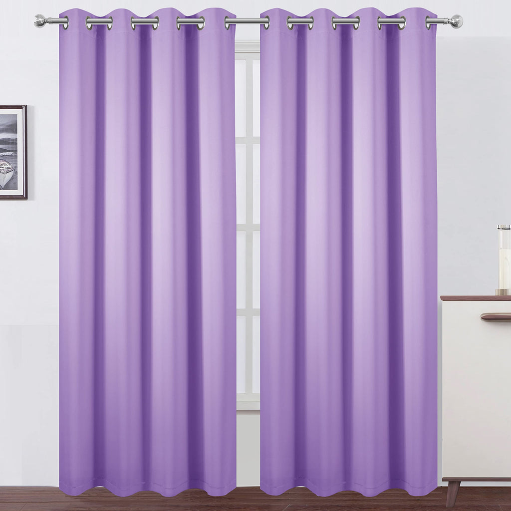 Lemomo 100% Blackout Curtains 52 X 95 Inch/Lavender Curtains 2 Panels With Black Lining Room Darkening Thermal Insulated Bedroom