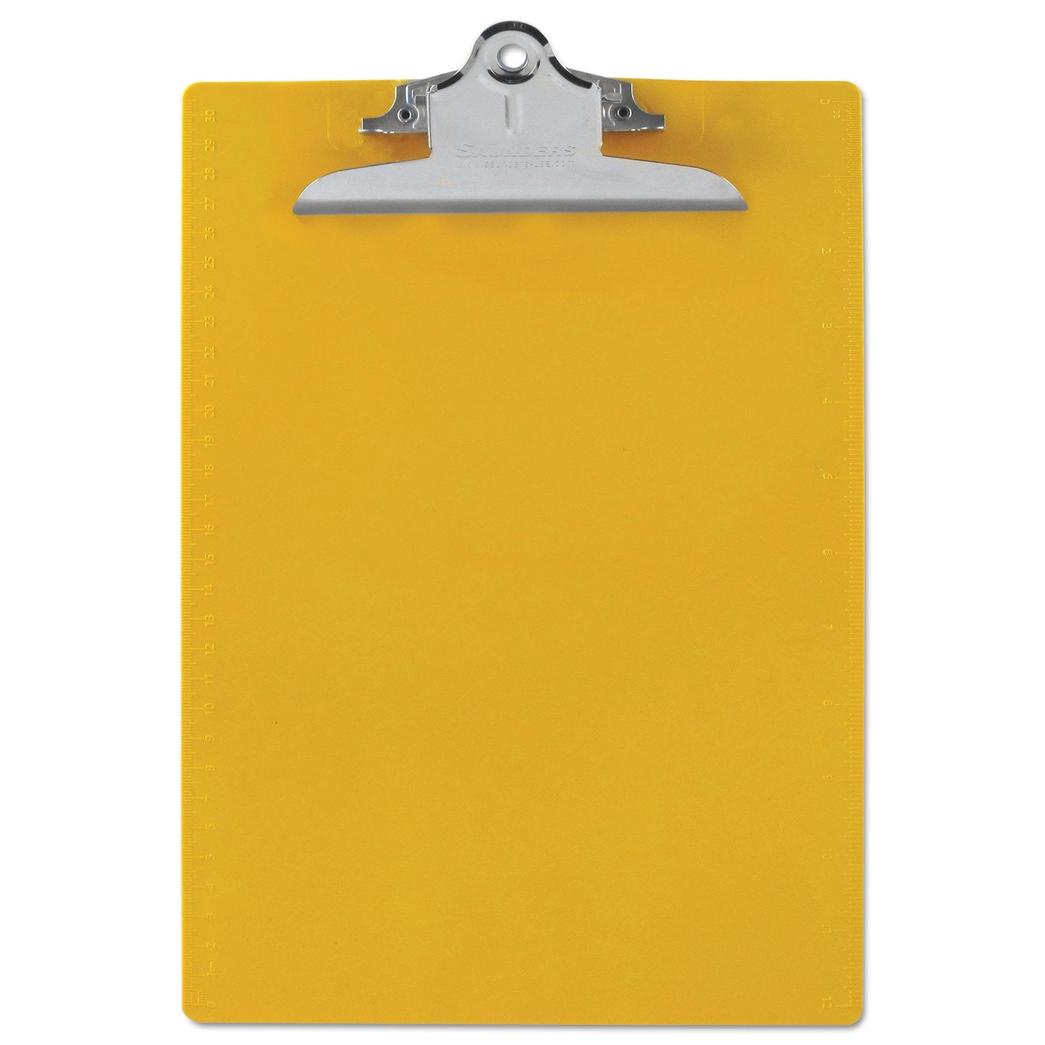 Saunders Recycled Plastic Clipboard With Ruler Edge, 1' Clip Capacity, Holds 8.5 X 11 Sheets, Yellow