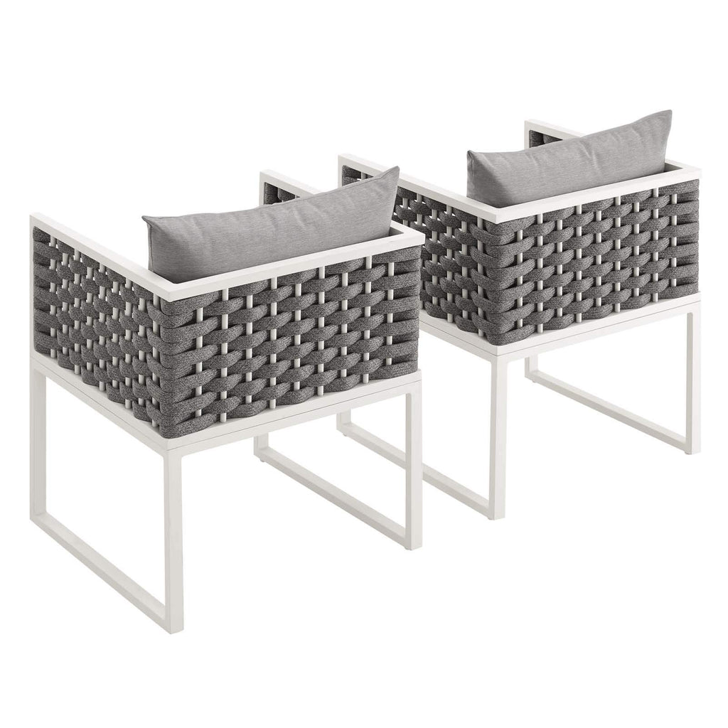Modway Eei-3183-Whi-Gry-Set Stance Outdoor Patio Aluminum Dining Armchair, Set Of 2, White Gray