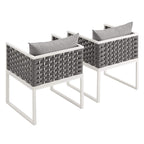 Modway Eei-3183-Whi-Gry-Set Stance Outdoor Patio Aluminum Dining Armchair, Set Of 2, White Gray
