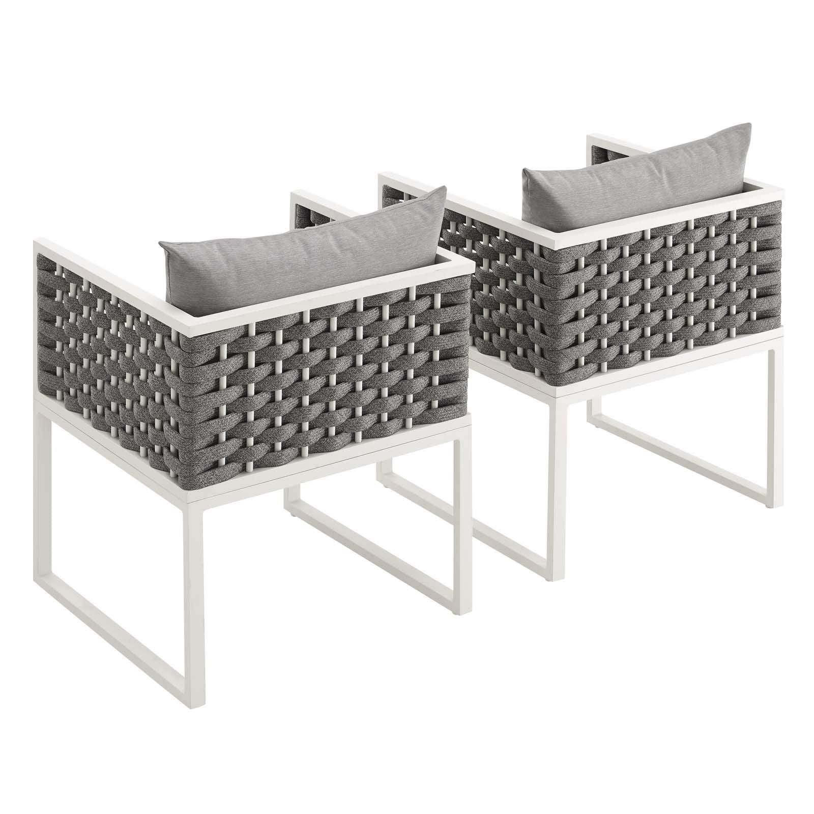 Modway Eei-3183-Whi-Gry-Set Stance Outdoor Patio Aluminum Dining Armchair, Set Of 2, White Gray