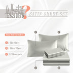 Elegant Comfort Luxurious 4-Piece Silky Satin Sheet Set, Skin And Hair Friendly, Wrinkle, Fade, Stain Resistant With Deep Pockets Fitted Sheet, Cooling Soft Satin Sheet Set, Queen, Light Jade