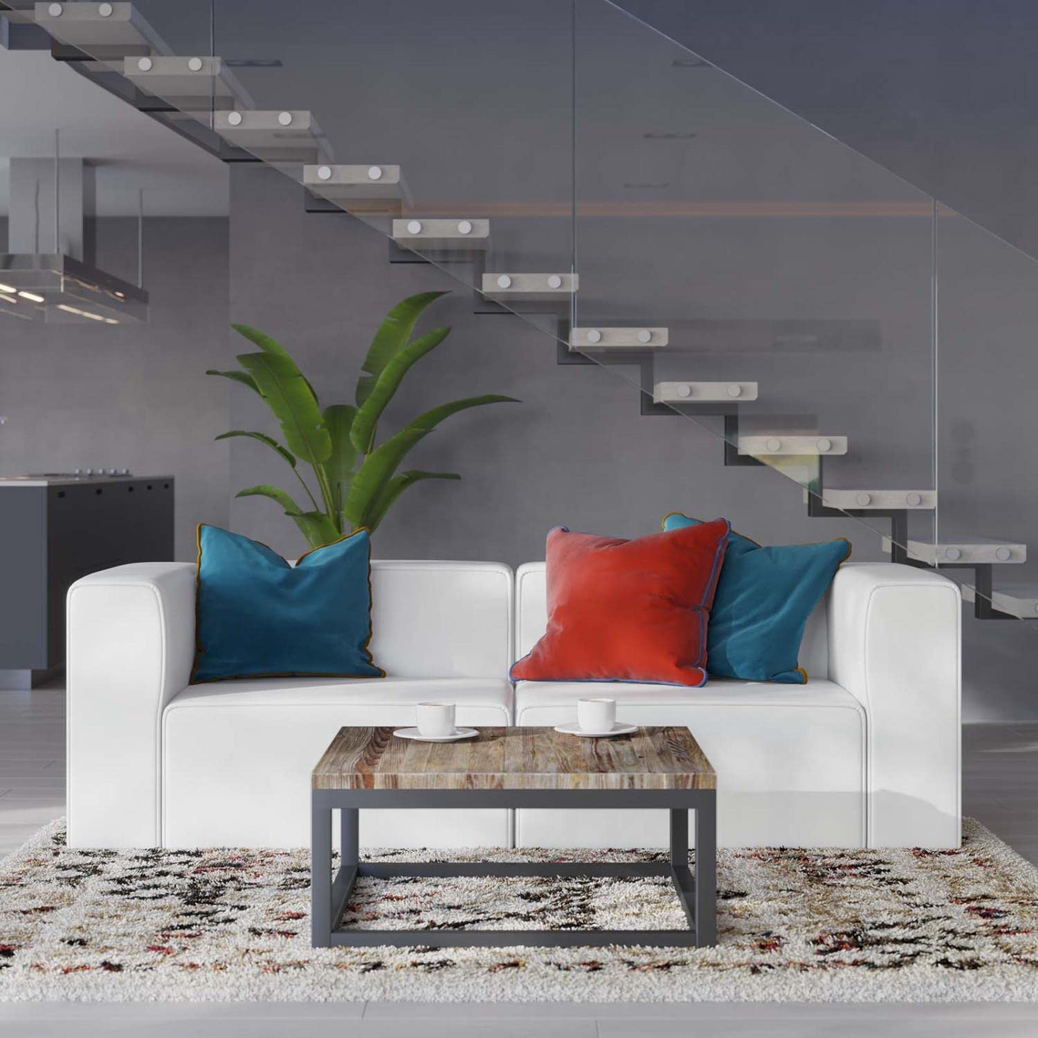 Modway Mingle Vegan Leather 2-Piece Sectional Loveseat in White