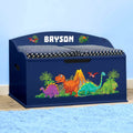 DIBSIES Personalized Creative Wonders Toy Box, Dinosaurs, 30 x 19.25 x 18 inches, Soft-Close Lid (Blue)