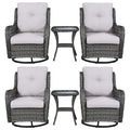Rilyson Wicker Rocking Chair Swivel Chairs - 6 Piece Rocker Patio Furniture Set Rattan Rocking Bistro Sets With Glass Top Side T