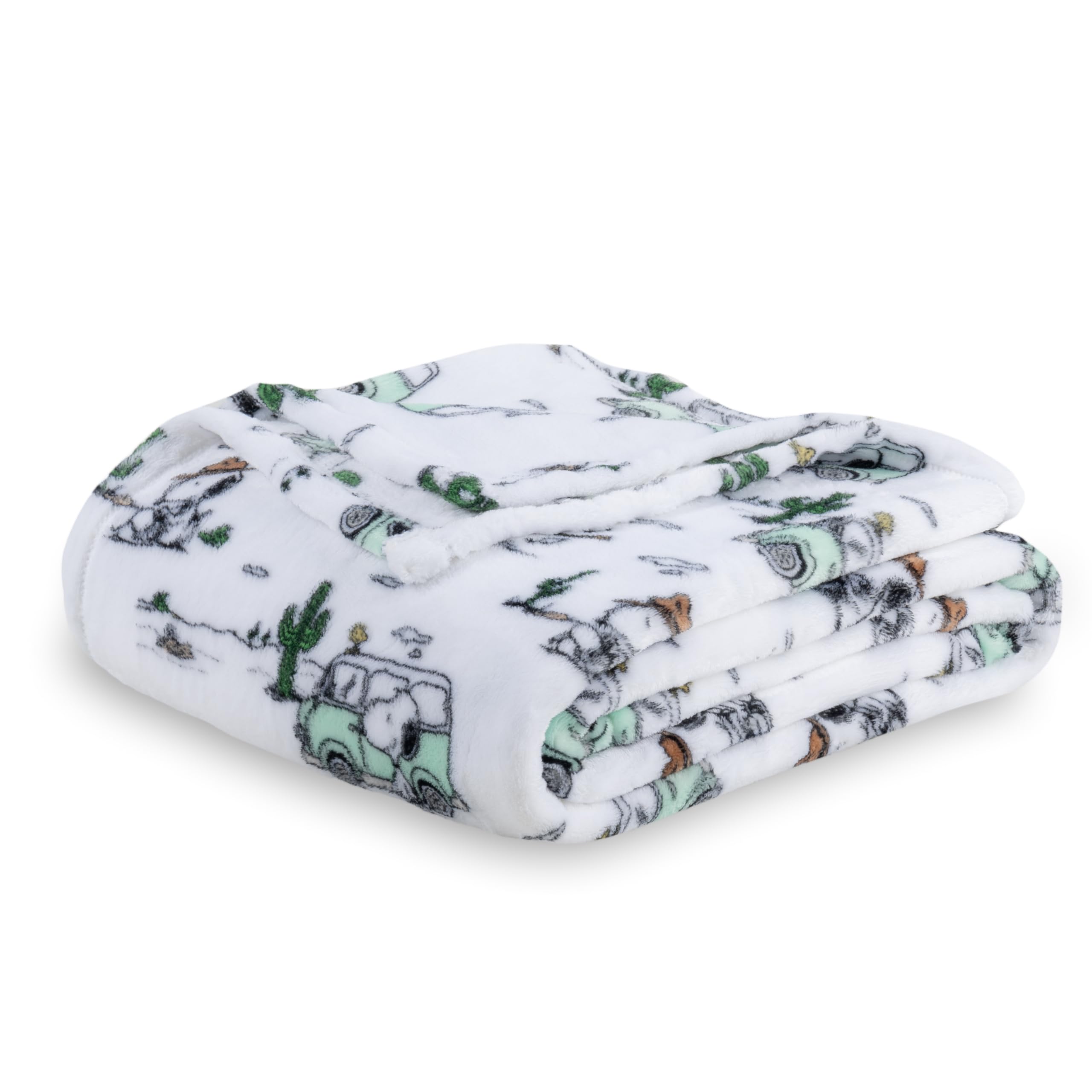 Berkshire Blanket Peanuts Velvetloft Cute Character Snoopy Plush Blanket,Snoopy Desert Travel White,King 90 In X 108 In (Officia