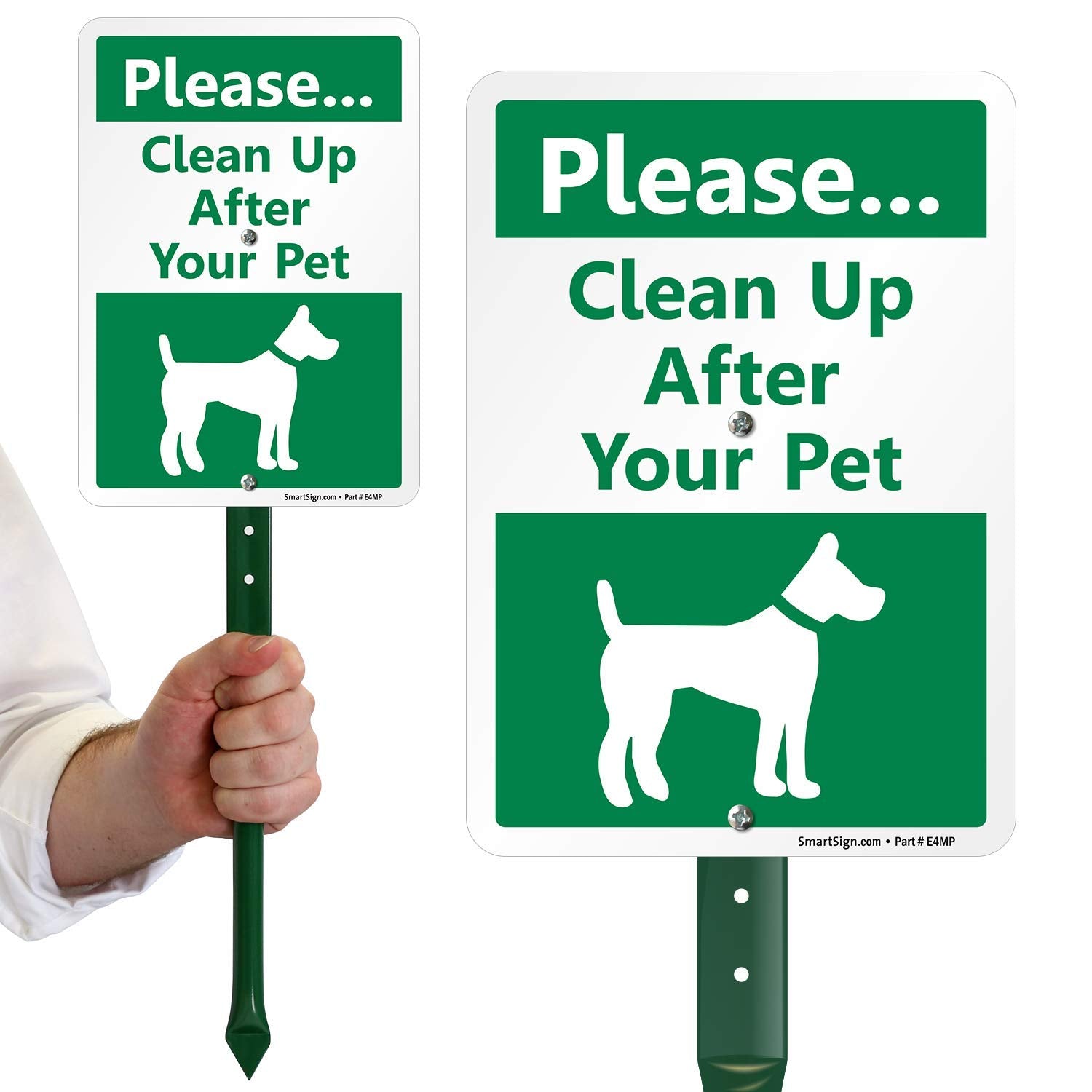 Please Clean Up After Your Pet Yard Sign, 40 Mil Laminated Rustproof Aluminum, 21.5 Inch Tall Sign And Stake Kit By Smartsign