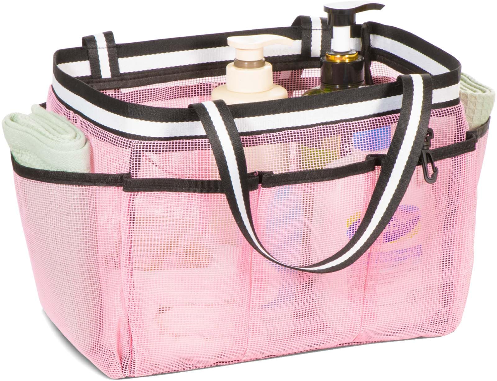 Ocim XL Portable Mesh Shower Caddy Tote Bag for College Dorm, Gym, Beach, Pool, Camping, Travel - Pink