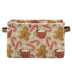 Christmas Gingerbread Man Storage Basket Fabric Kitchen Baskets Xmas Candy Cane Winter Snowflake Open Home Storage Bins Boxes Fo