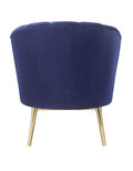 HomeRoots Upholstered Accent Chair with Curved Arm and Velvet Cushion, Blue - 32"x 31"x 34"